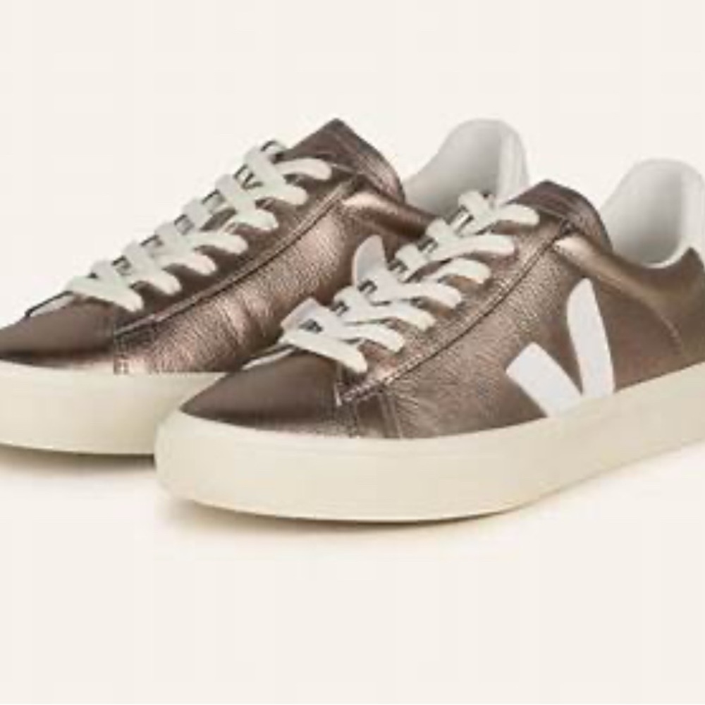 Veja Campo rose gold leather Women's Metallic Sneakers 37